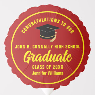 Red Yellow Graduate Custom Graduation Party Balloon