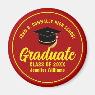 Red Yellow Graduate Custom Graduation Party Magnet