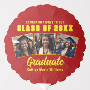 Red Yellow Graduate Photo Graduation Party Balloon