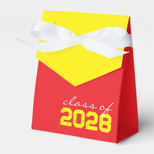 Red & Yellow Graduation Favor Boxes (Front Side)