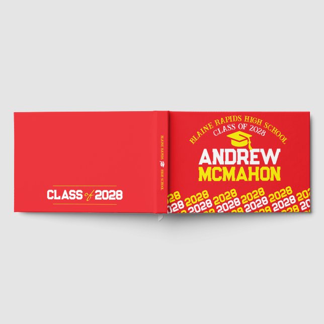 Red & Yellow Graduation Personalized Guest Book (Full)