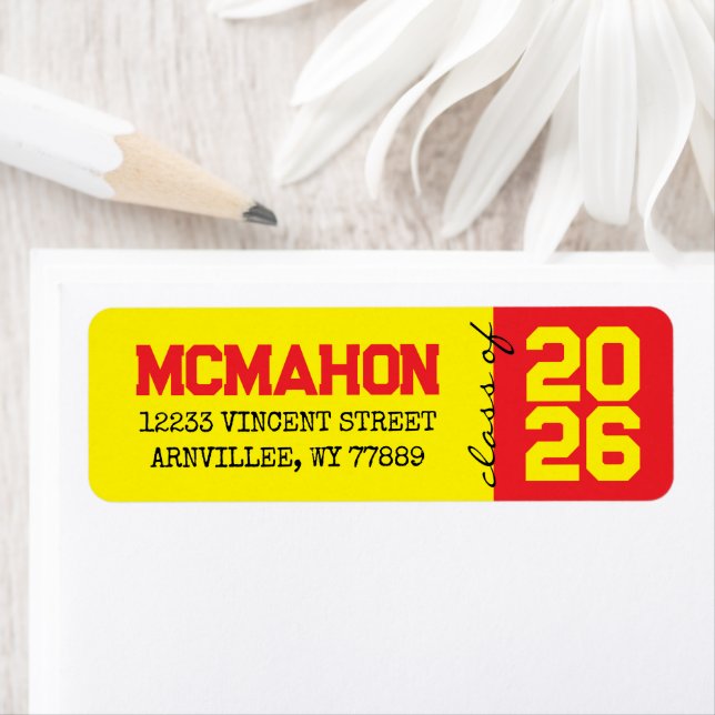 Red & Yellow Graduation Return Address Labels (Insitu)