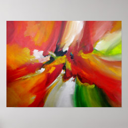 Red Yellow Green Abstract Expressionism Painting Poster