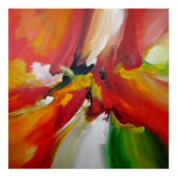 Red Yellow Green Abstract Expressionism Painting Poster