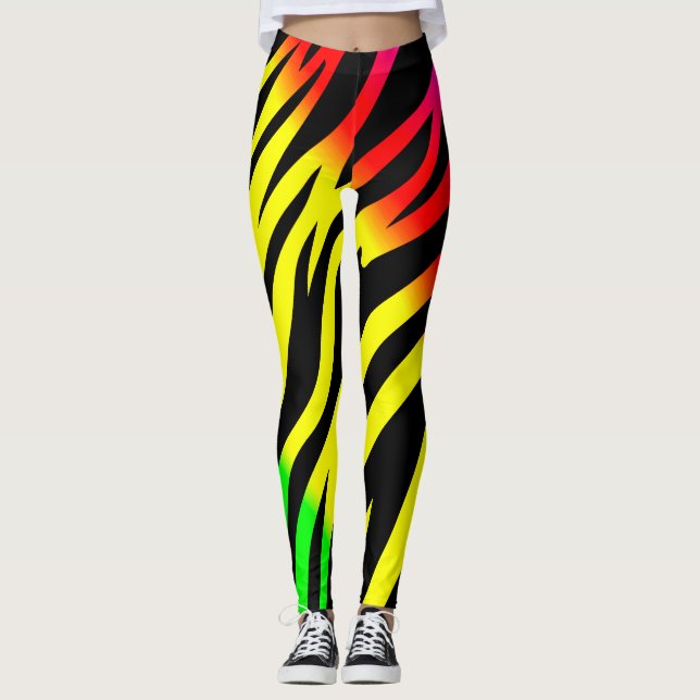 Red yellow green animal print  leggings (Front)