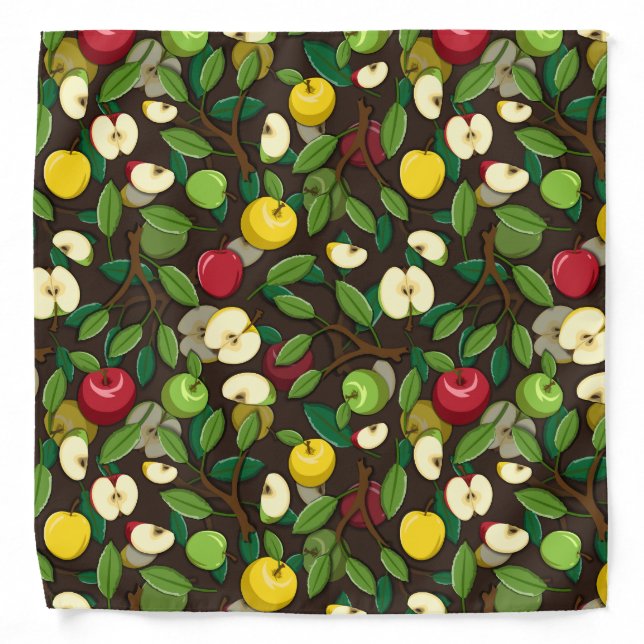 Red Yellow Green Apple Pattern Bandana (Front)