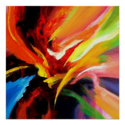 Red Yellow Green Blue Abstract Expressionism Poster