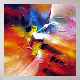 Red Yellow Green Blue Abstract Painting Poster