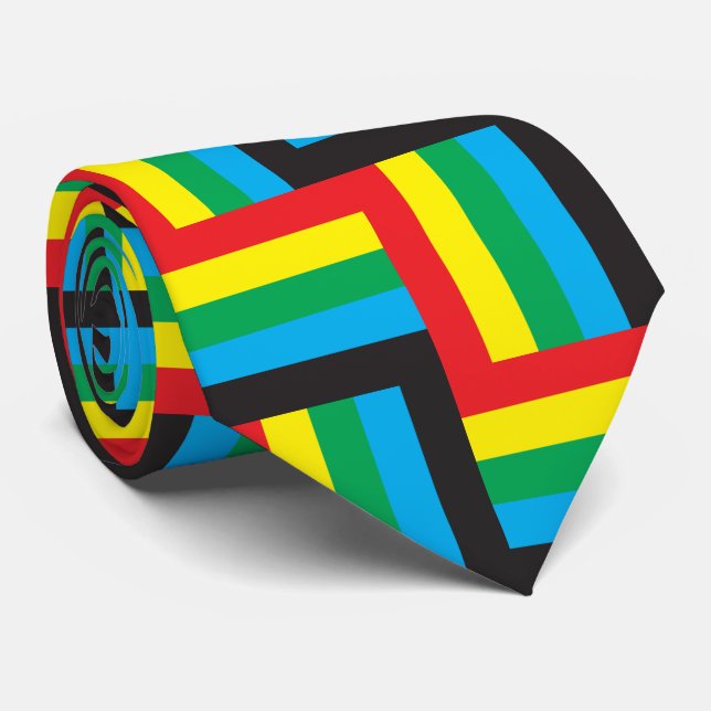 red yellow green blue black neck tie (Rolled)