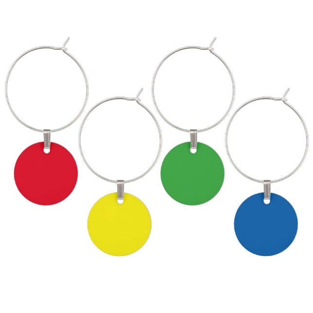 Red Yellow Green Blue Custom Wine Glass Charm (Staggered)