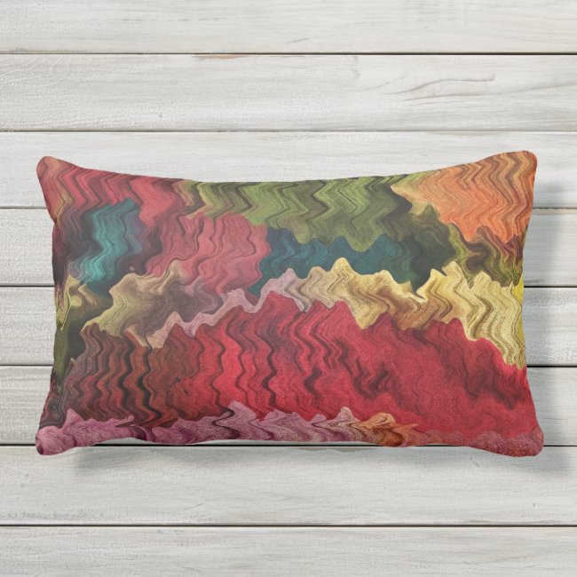 Red Yellow Green Blue Pink Abstract Outdoor Pillow