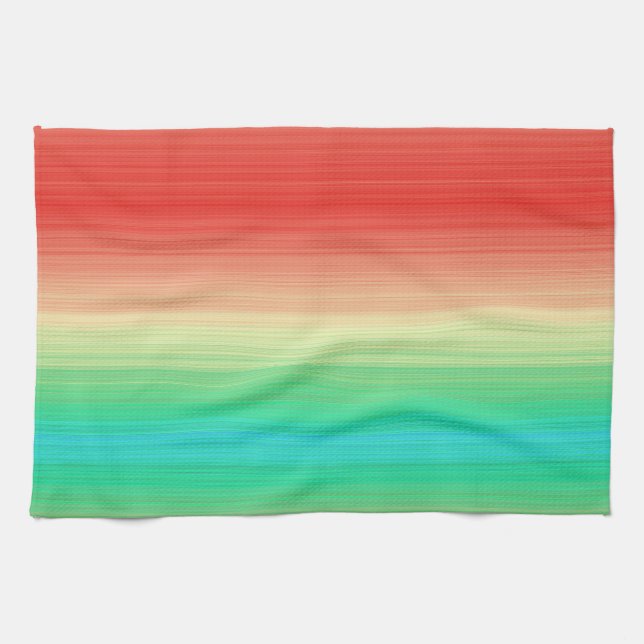 Red Yellow Green Blue Stripes Kitchen Towel (Horizontal)