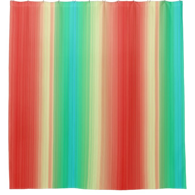 Red Yellow Green Blue Stripes Shower Curtain (Front)