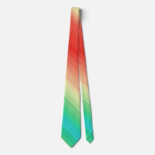 Red Yellow Green Blue Stripes Tie (Front)
