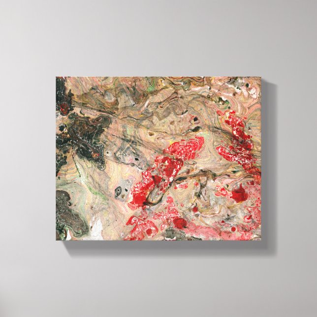 Red Yellow Green Brown Black Modern Abstract Art Canvas Print (Front)