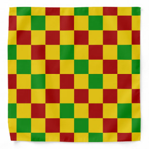 Red Yellow Green Checkered Pattern Design  Bandana