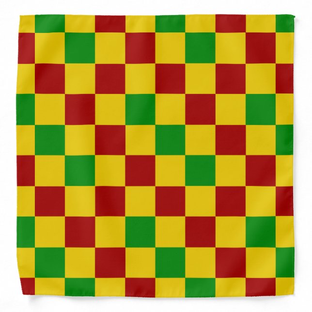 Red Yellow Green Checkered Pattern Design  Bandana (Front)