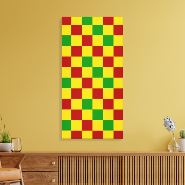 Red Yellow Green Checkered Pattern Design  Canvas Print (Insitu(LivingRoom))