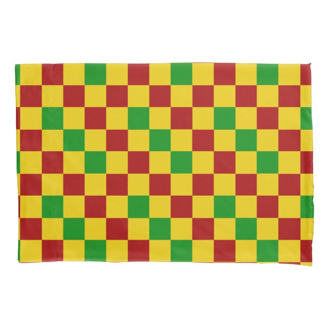 Red Yellow Green Checkered Pattern Design  Pillow Case (Front)