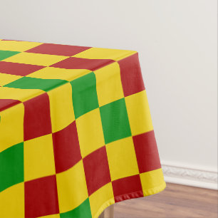 Red Yellow Green Checkered Pattern Design  Tablecloth