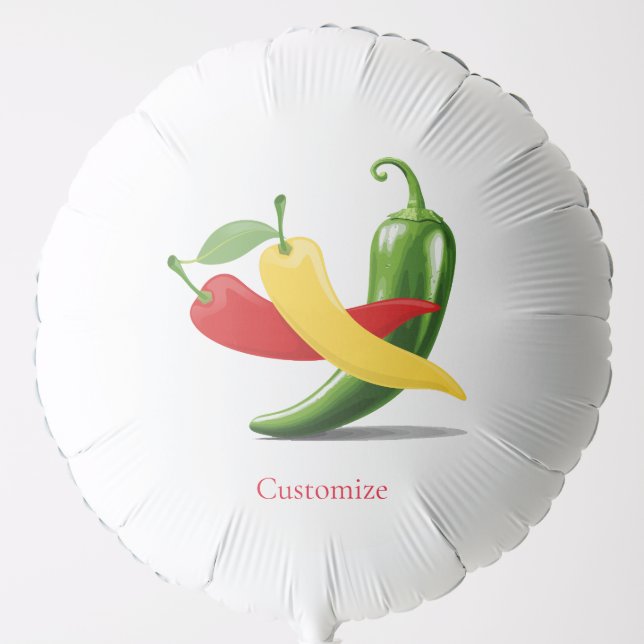 Red Yellow Green Chili Peppers Thunder_Cove Balloon (Front)
