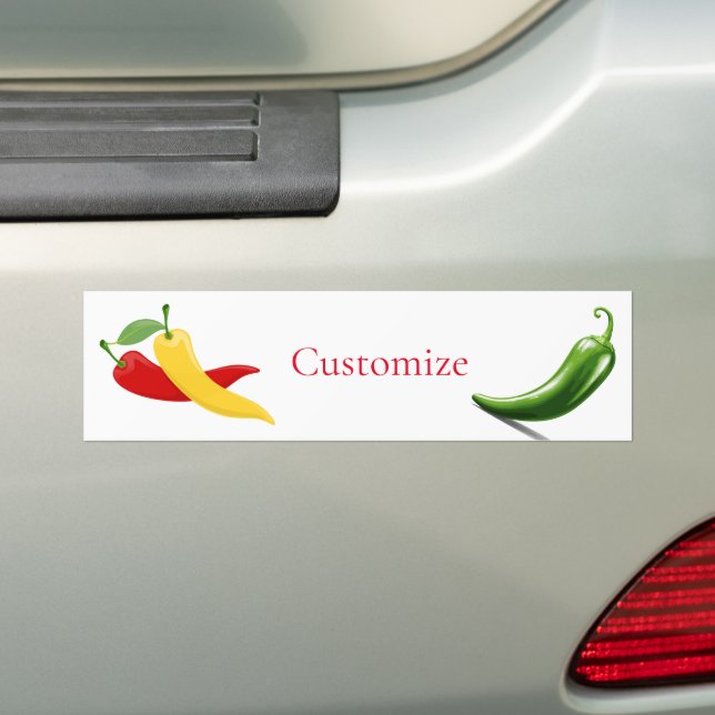 Red Yellow Green Chili Peppers Thunder_Cove Bumper Sticker (On Car)
