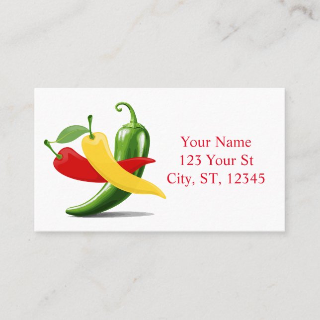 Red Yellow Green Chili Peppers Thunder_Cove Business Card (Front)
