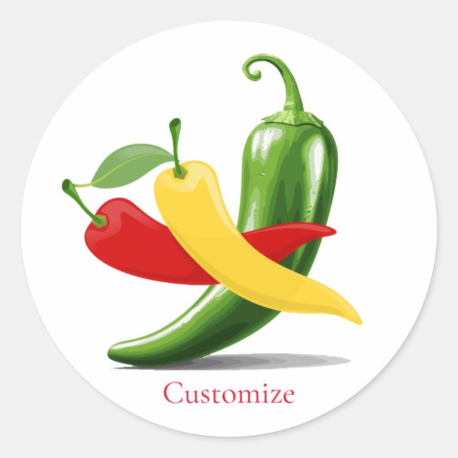 Red Yellow Green Chili Peppers Thunder_Cove Classic Round Sticker (Front)