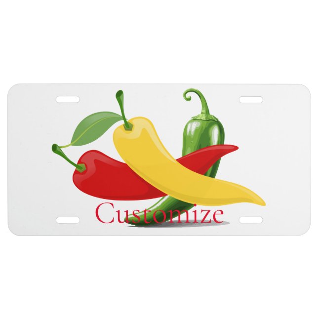 Red Yellow Green Chili Peppers Thunder_Cove License Plate (Front)