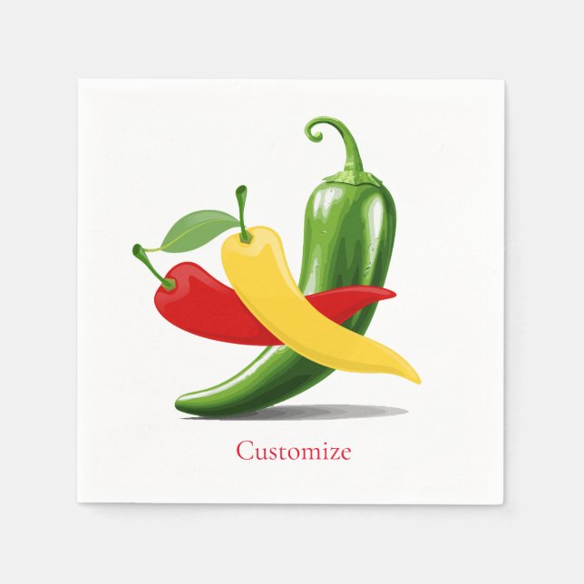 Red Yellow Green Chili Peppers Thunder_Cove Napkins (Front)