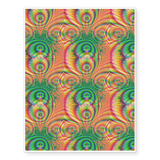 Red Yellow Green Fractal 7 Temporary Tattoos