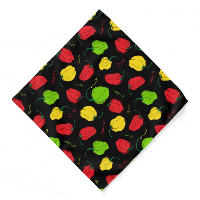 Red Yellow Green Jamaican Chef Chillies Bandana (Front)