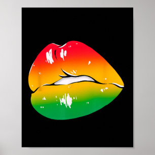 Red Yellow Green Lips Africa Fashion Lip Art Desig Poster