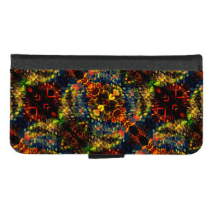Red Yellow Green on Dark, Flowered shredded paper? iPhone 8/7 Wallet Case