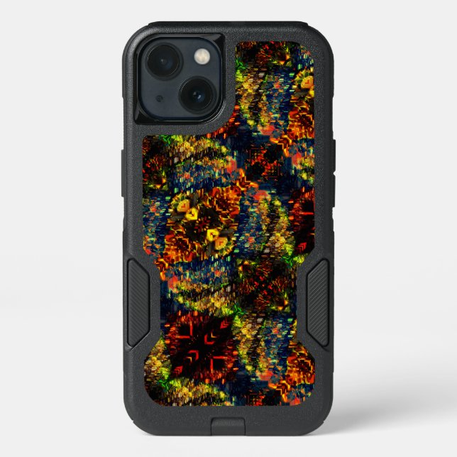 Red Yellow Green on Dark, Flowered shredded paper? Otterbox iPhone Case (Back)