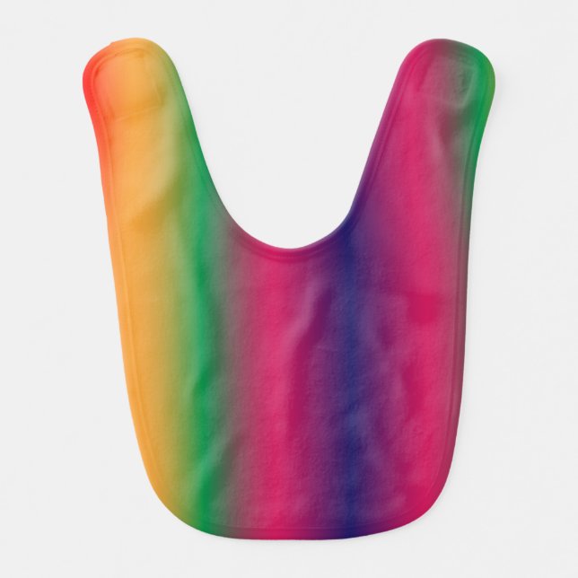 Red yellow green pink violet gradient baby bib (Front)