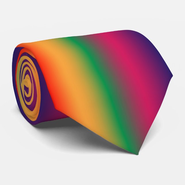 Red yellow green pink violet gradient neck tie (Rolled)