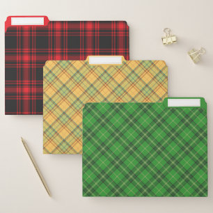 Red Yellow Green Plaid File Folders