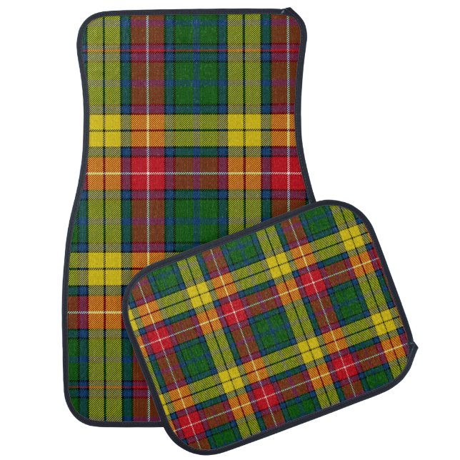  Red Yellow Green Plaid Set Of 4 Car Floor Mat (Set)