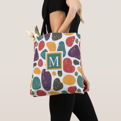 Red Yellow Green Purple Pebbles Abstract Pattern Tote Bag