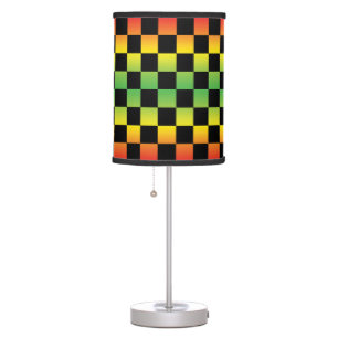 Red Yellow Green Rasta Ombre Checkered Table Lamp