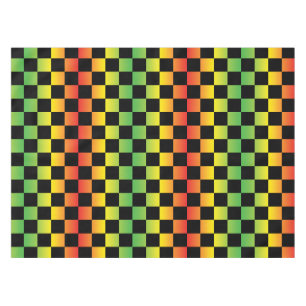 Red Yellow Green Rasta Ombre Checkered Tablecloth