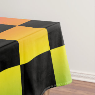  Red Yellow Green Rasta Ombre Checkered Tablecloth