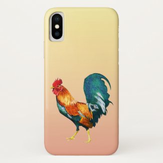 Red Yellow Green Rooster Bird iPhone X Case