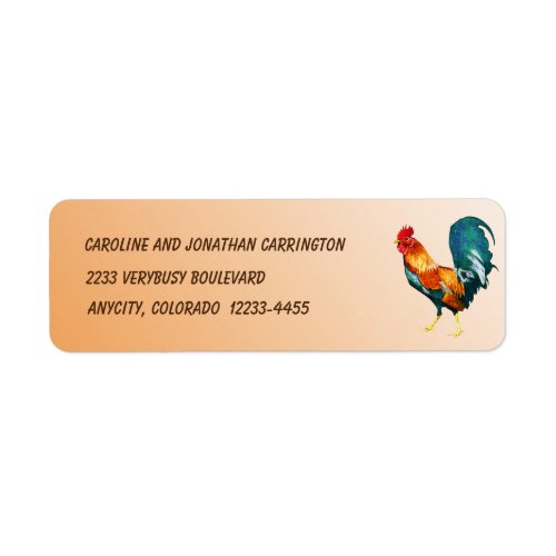 Red Yellow Green Rooster Bird Return Address Label