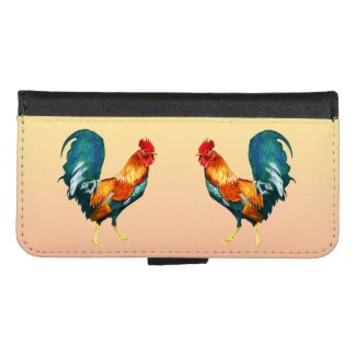 Red Yellow Green Roosters iPhone 8/7 Wallet Case