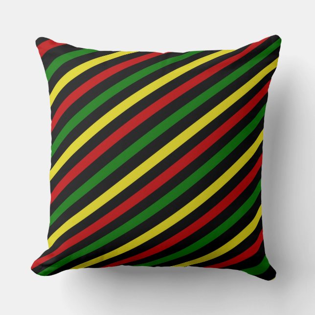 Red, Yellow, Green Striped Throw Pillow (Front)