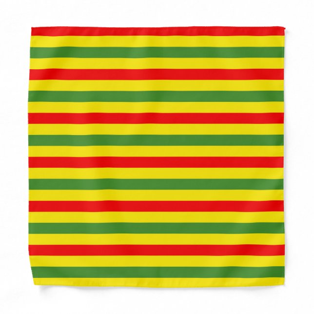 Red Yellow Green Stripes Design Bandana (Front)