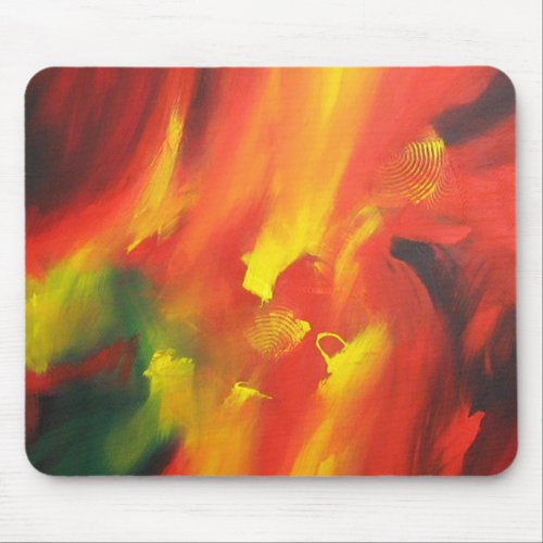 Red Yellow Green Template Modern Abstract Art Mouse Pad