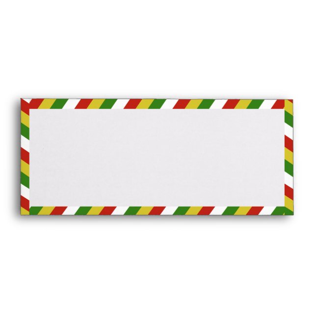 Red Yellow Green White Airmail Stripes #10 Envelope (Front)